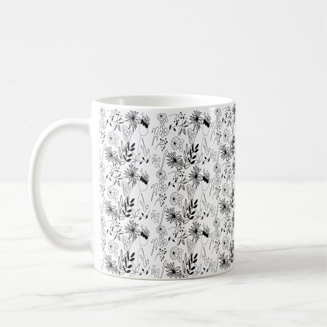 Striking Monochrome Design Tea Mug (Left)