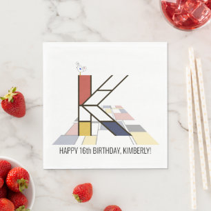 Striking Neoplasticism Style Monogram. Letter K Napkin