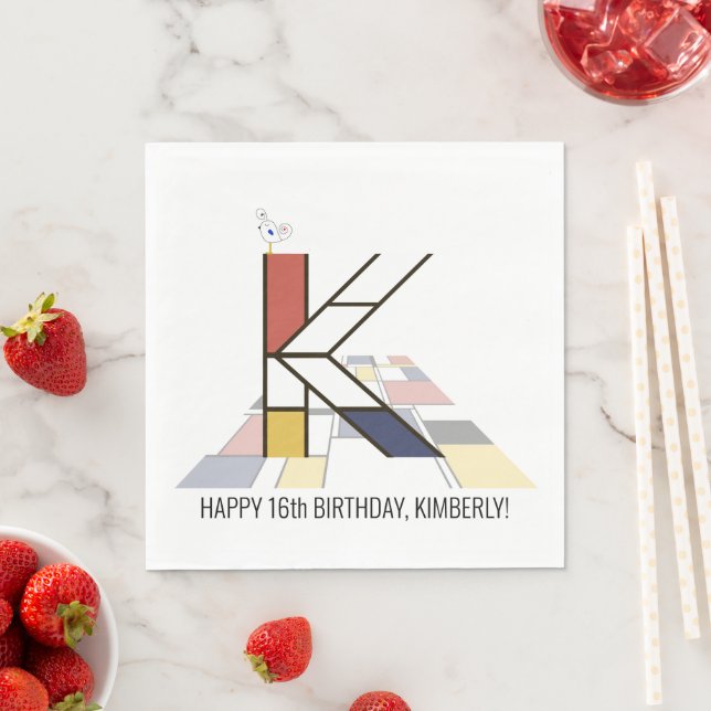 Striking Neoplasticism Style Monogram. Letter K Napkin (Insitu)