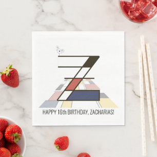 Striking Neoplasticism Style Monogram. Letter Z Napkin