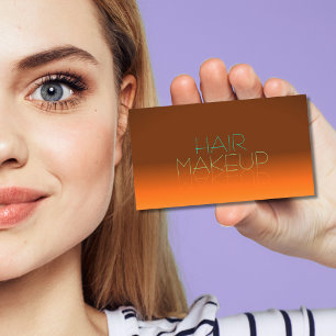 Striking Orange and Teal Mirror Letters with Photo Business Card