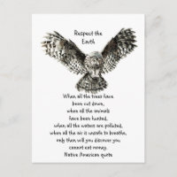 Striking Owl Respect Earth Native American Quote