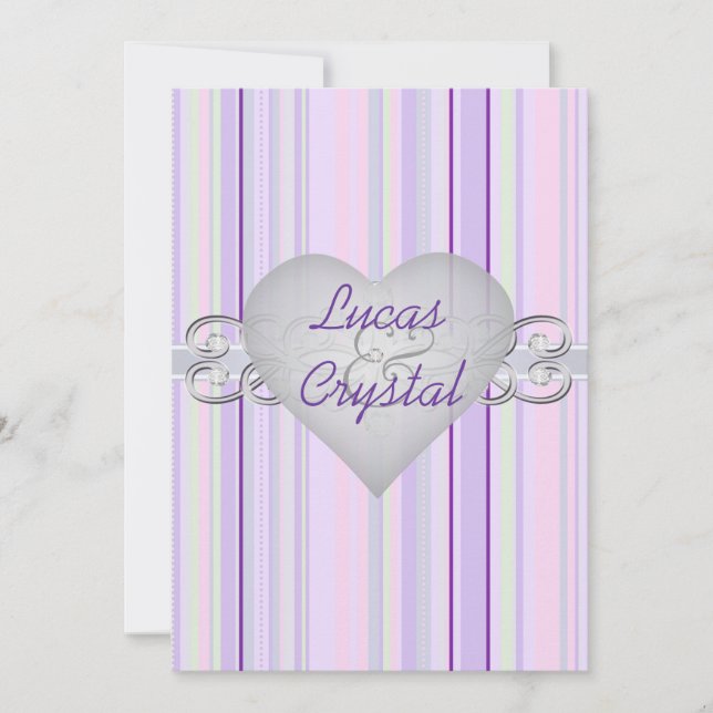 Striking Pastel Pinstripe Purple Invitation (Front)