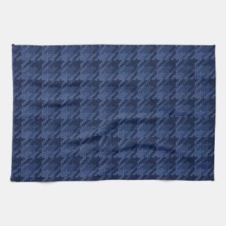 Striking pattern of blue shapes tea towel