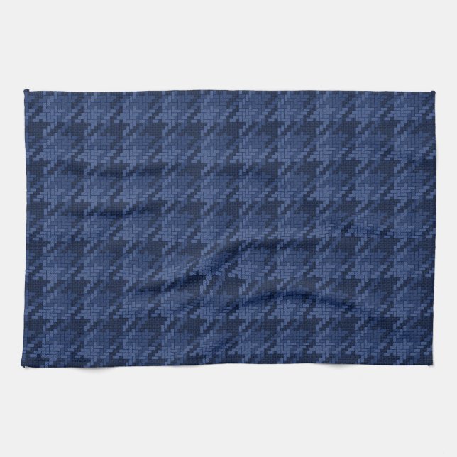Striking pattern of blue shapes tea towel (Horizontal)
