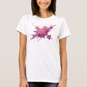 Striking Pink Abstract Stars Fashion Print T-Shirt