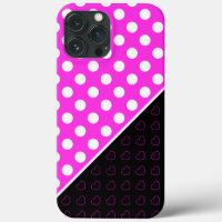 Striking Pink And Black With Big White Polka Dots