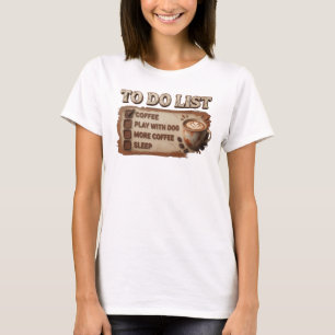 Striking Pink COFFEE PLAY WITH DOG Art Composition T-Shirt