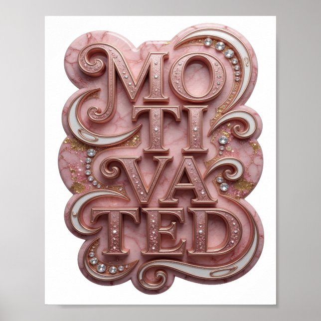 Striking Pink MOTIVATED Statement Design Poster (Front)