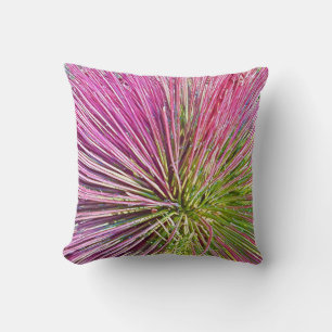 Striking Pink Stylised Plant Throw Pillow
