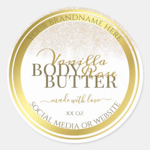 Striking Product Packaging Labels White and Gold