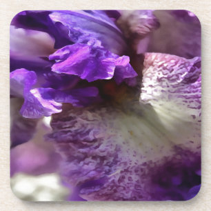 Striking Purple, Violet and Mauve Iris Abstract Coaster