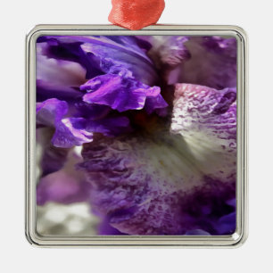 Striking Purple, Violet and Mauve Iris Abstract Metal Ornament