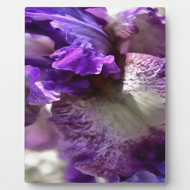 Striking Purple, Violet and Mauve Iris Abstract Plaque (Front)