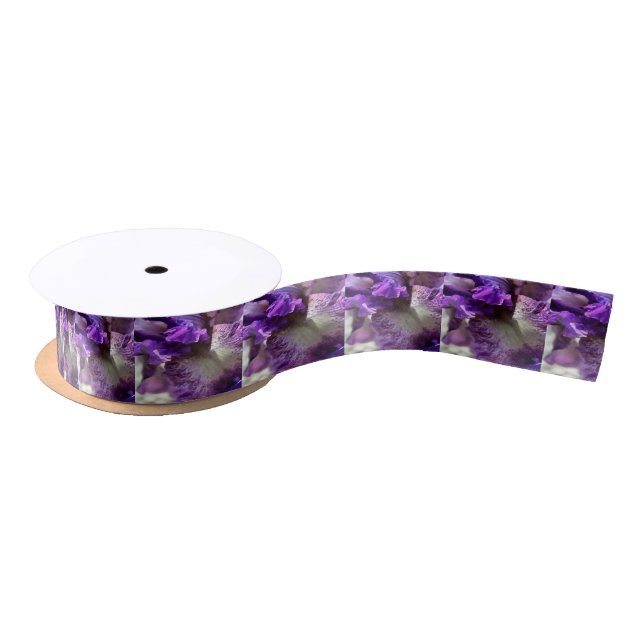 Striking Purple, Violet and Mauve Iris Abstract Satin Ribbon (Spool)