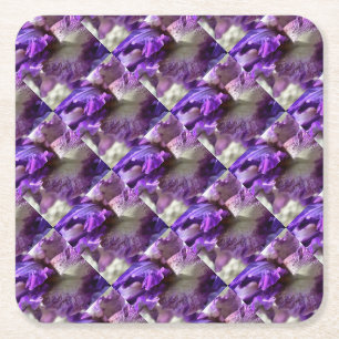 Striking Purple, Violet and Mauve Iris Abstract Square Paper Coaster