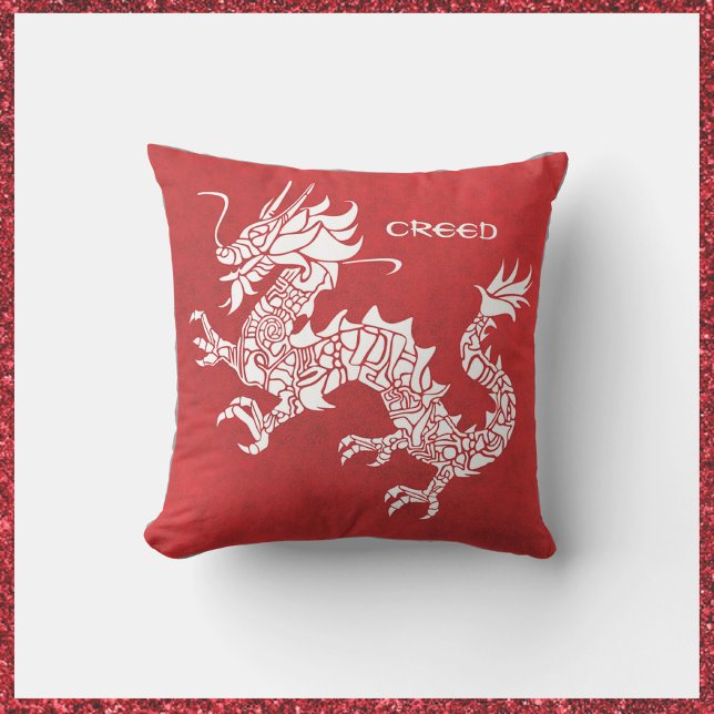 Striking Red and White Dragon  Cushion (Creator Uploaded)