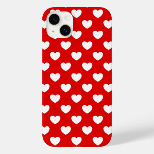 Striking Red And White Hearts Pattern Flashy Case-Mate iPhone 14 Plus Case