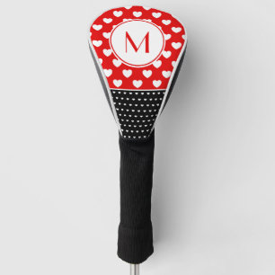 Striking Red, Black And White Custom Monogram Golf Head Cover