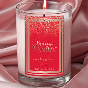 Striking Red Product Packaging Labels Rose Gold