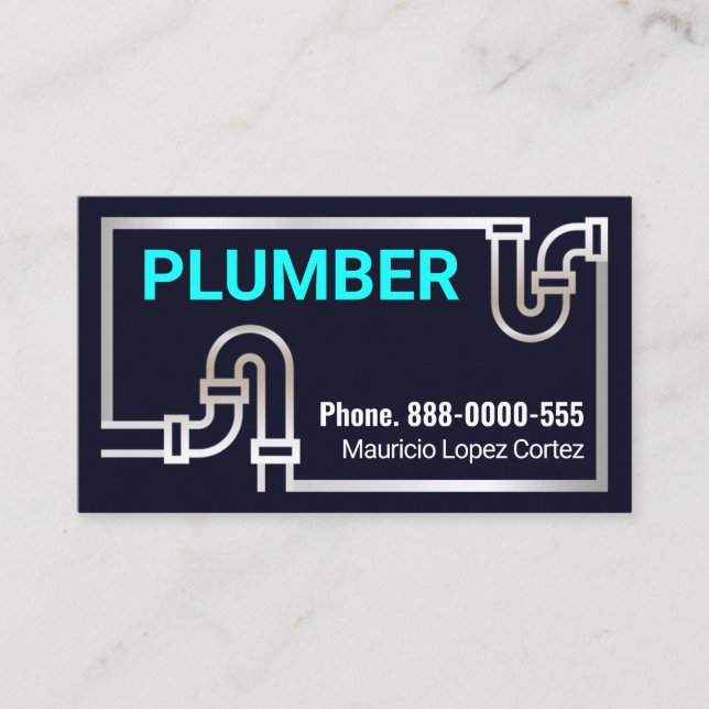 Striking Retro Silver Pipe Border Business Card (Front)
