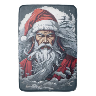 Striking Samurai Santa Claus Bath Mat