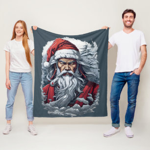 Striking Samurai Santa Claus Fleece Blanket