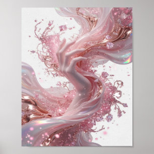 Striking Silver ABSTRACT ART Abstract Design v2 Poster