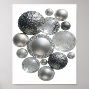 Striking Silver ABSTRACT ART Poster