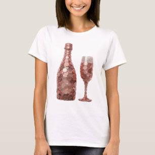 Striking Silver COIN BOTTLE AND GLASS Print T-Shirt