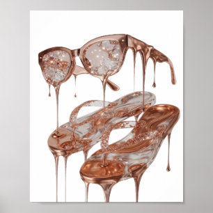 Striking Silver ROSE GOLD GLAMOUR Statement Design Poster