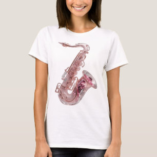 Striking Silver ROSE GOLD SAXOPHONE Artistic Motif T-Shirt