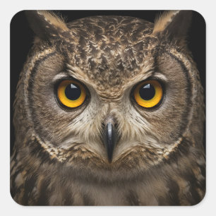 Striking Stare of the Great Horned Owl Square Sticker