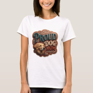 Striking Teal PROUD DOG MOM Modern Design T-Shirt