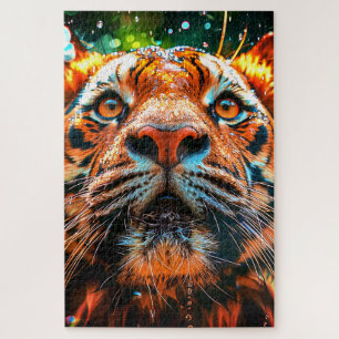 Striking Tiger Face Closeup Jigsaw Puzzle