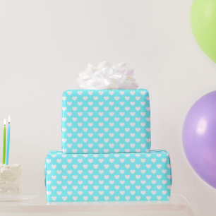 Striking Turquoise With Cute Hearts Pattern Wrapping Paper