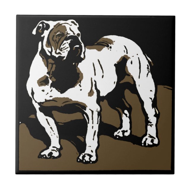 Striking Victorian Woodcut Animal Coaster Bulldog (Front)