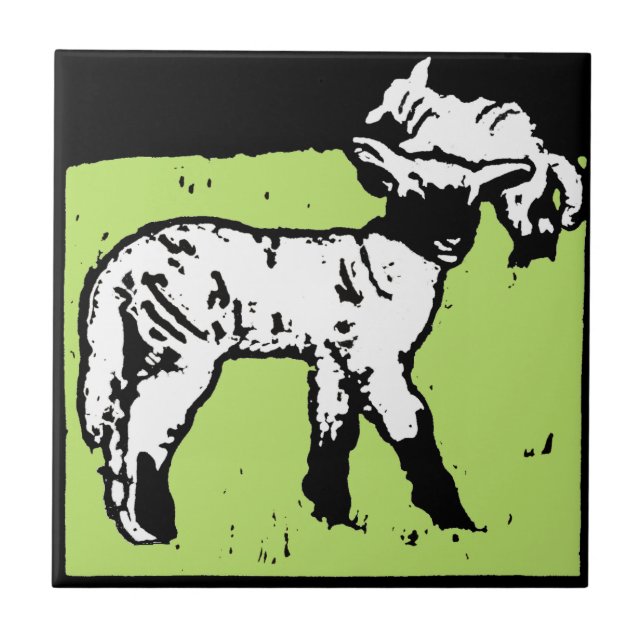 Striking Victorian Woodcut Animal Coaster  - Lambs (Front)