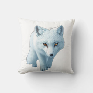 Striking White Arctic Fox with Intense Gaze Cushion