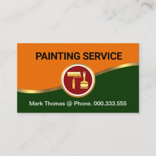 Striking Yellow Green Painting Wave Business Card