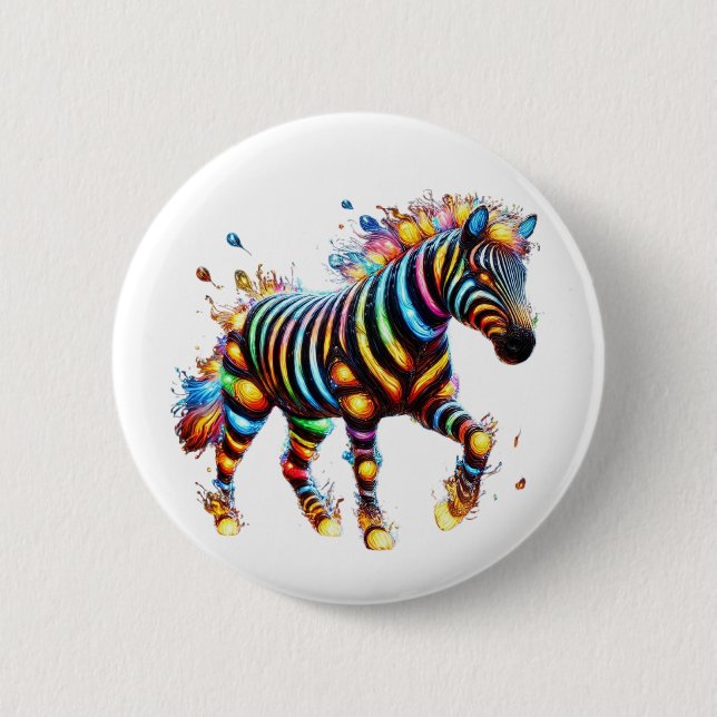 Striking Zebra Charm 6 Cm Round Badge (Front)