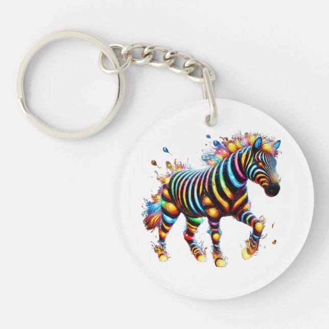 Striking Zebra Charm Key Ring (Front)