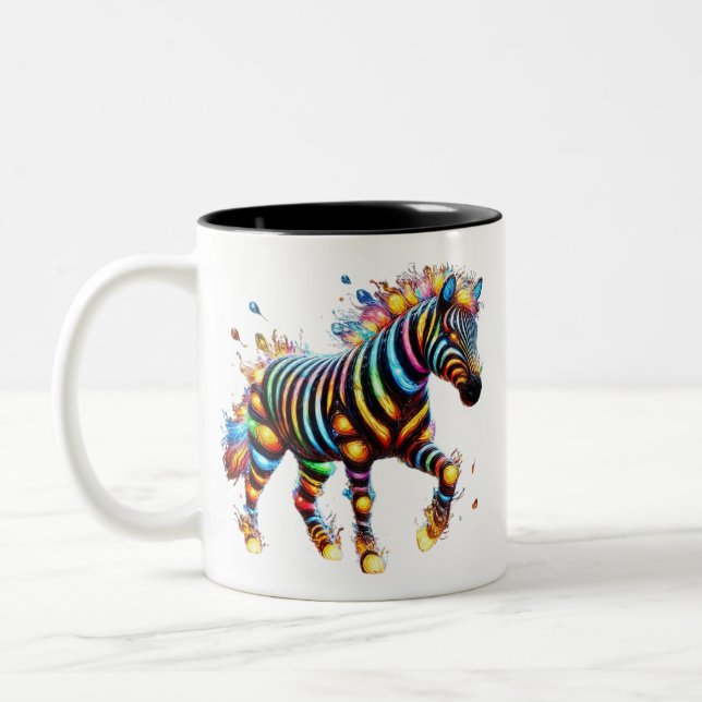 Striking Zebra Charm Two-Tone Coffee Mug (Left)