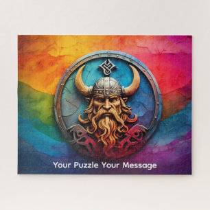 Strikingly vivid Norse Viking rune symbol Portrait Jigsaw Puzzle