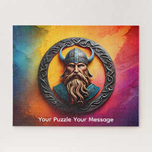 Strikingly vivid Norse Viking rune symbol Portrait Jigsaw Puzzle