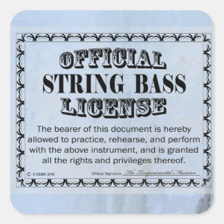 String Bass License Square Sticker