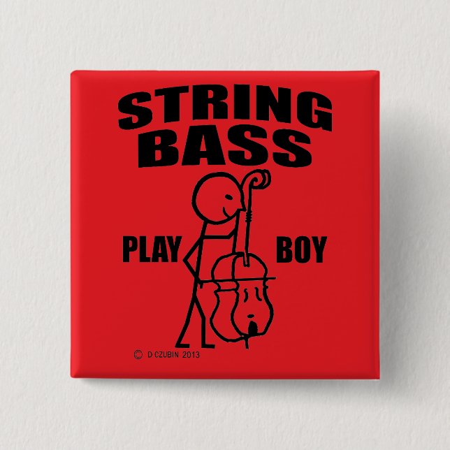 String Bass Play Boy 15 Cm Square Badge (Front)