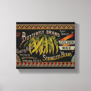 String Bean Label Vegetable Country Canvas Print