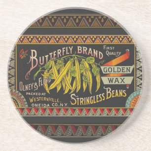 String Bean Label Vegetable Country Coaster