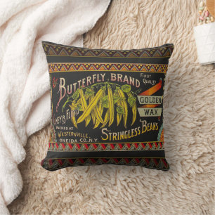 String Bean Label Vegetable Country Cushion